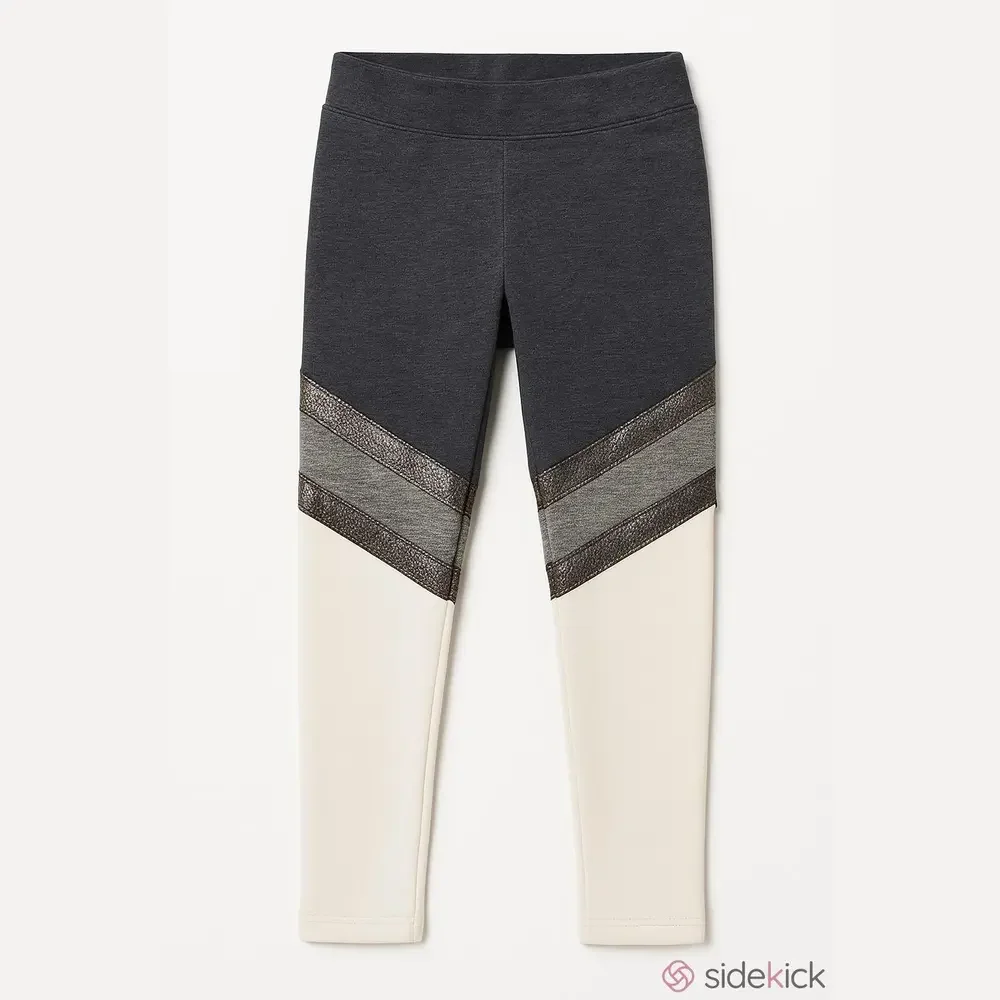 Girls Justice Black Gray White Tricolor Glitter Logo Leggings Size 12
